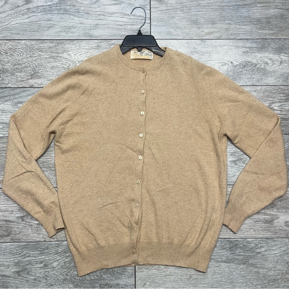 Braemar Women's Cashmere Cardigan Sweater 42/107 Usa L  Made in Scotland.